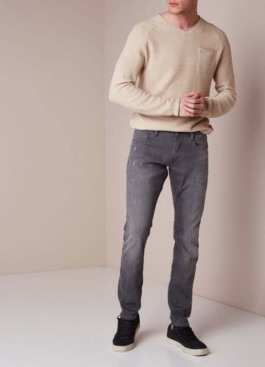 G-Star RAW Revend low rise super slim fit jeans met ripped details - voorkant 2 grijs