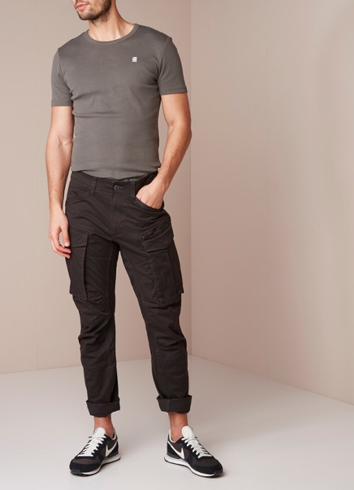 G-Star RAW Rovic tapered fit cargobroek met klepzakken - voorkant 3 donkergrijs