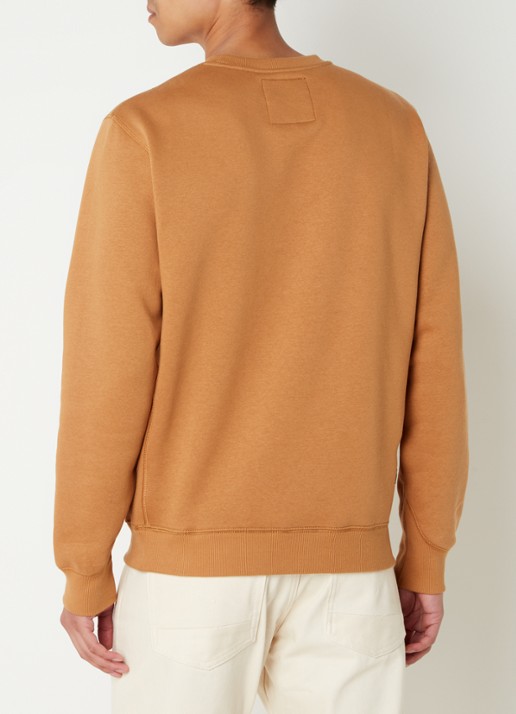 G-Star RAW Sweater met ronde hals en logoborduring  - achterkant roestbruin