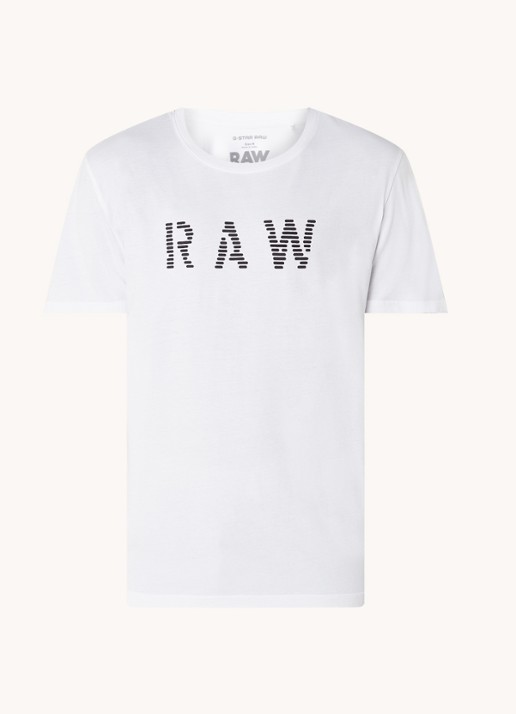 G-Star RAW T-shirt van jersey met print - voorkant 2 wit