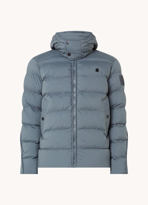 G-Star RAW Whistler gewatteerde puffer jack met afneembare capuchon - voorkant 3 staalblauw