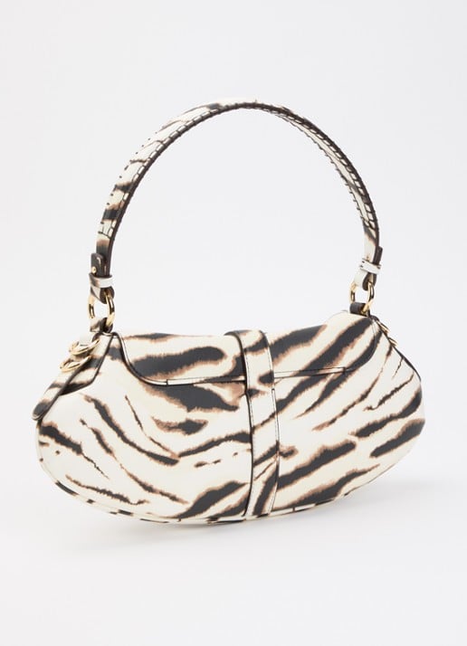 Ganni B-Kat schoudertas met zebraprint - achterkant 6 ivoor