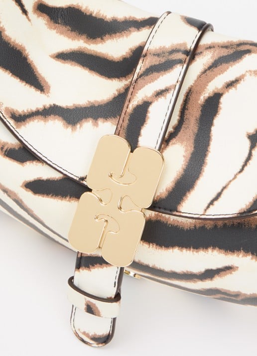 Ganni B-Kat schoudertas met zebraprint - detail 4 ivoor