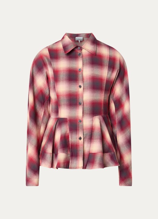 Ganni Blouse met print - voorkant kersenrood