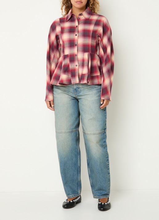 Ganni Blouse met print - voorkant 2 kersenrood