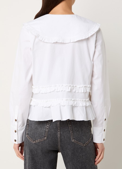 Ganni Blouse met ruches - achterkant wit