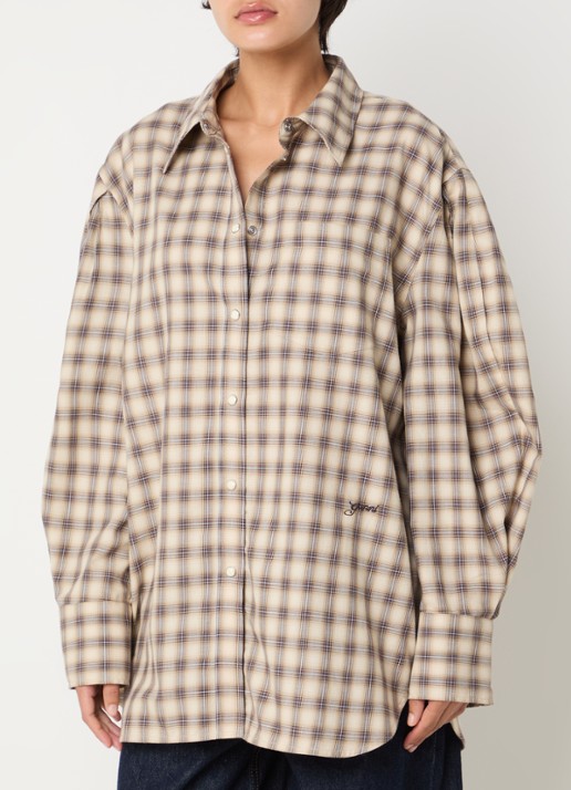 Ganni Blouse met ruitdessin en borstzak