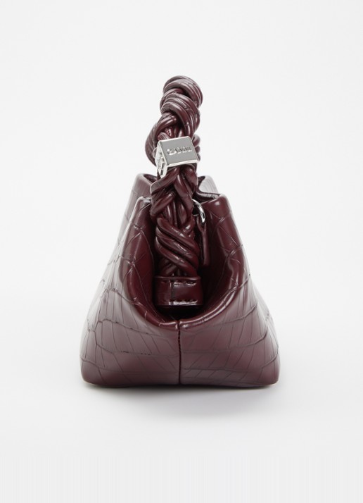 Ganni Bou Mini handtas met crocostructuur en afneembare schouderriem - detail 3 bordeauxrood