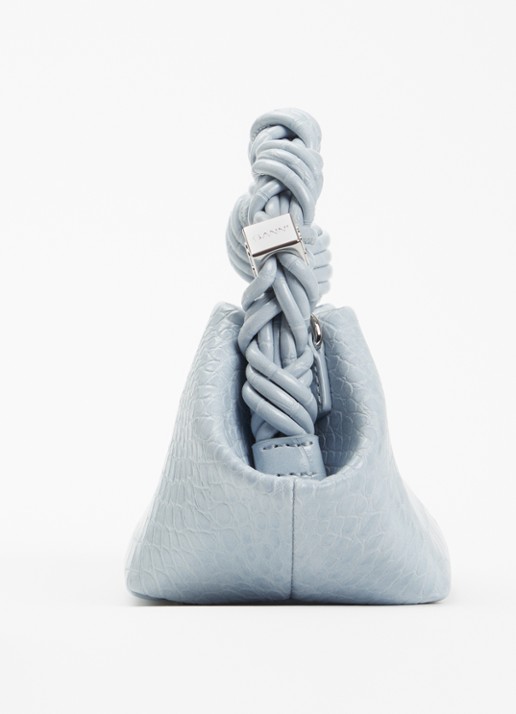 Ganni Bou Mini handtas met crocostructuur en afneembare schouderriem - detail 3 lichtblauw