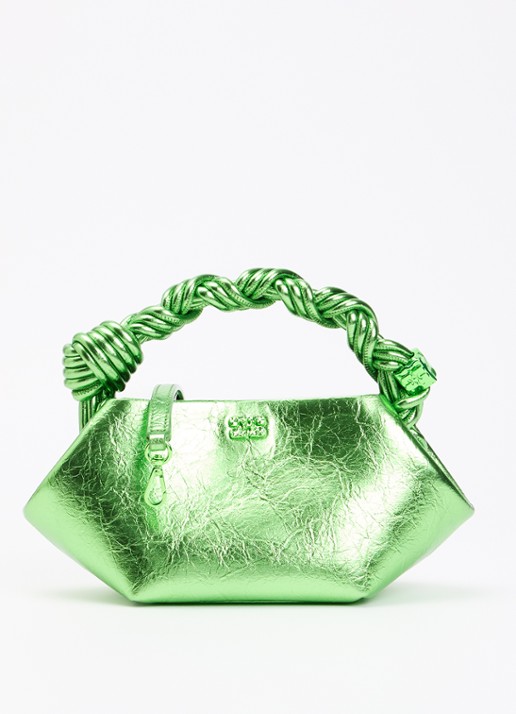 Ganni Bou Mini handtas met metallic finish en afneembare schouderriem