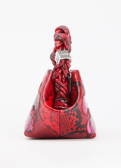 Ganni Bou Mini handtas met slangenprint en afneembare schouderriem - detail 3 fuchsia