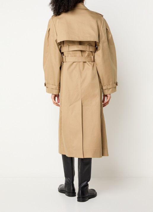 Ganni Double-breasted trenchcoat met steekzakken - achterkant 3 camel