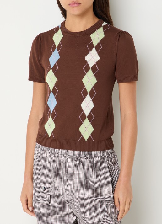 Ganni Fijngebreid T-shirt met ingebreid patroon