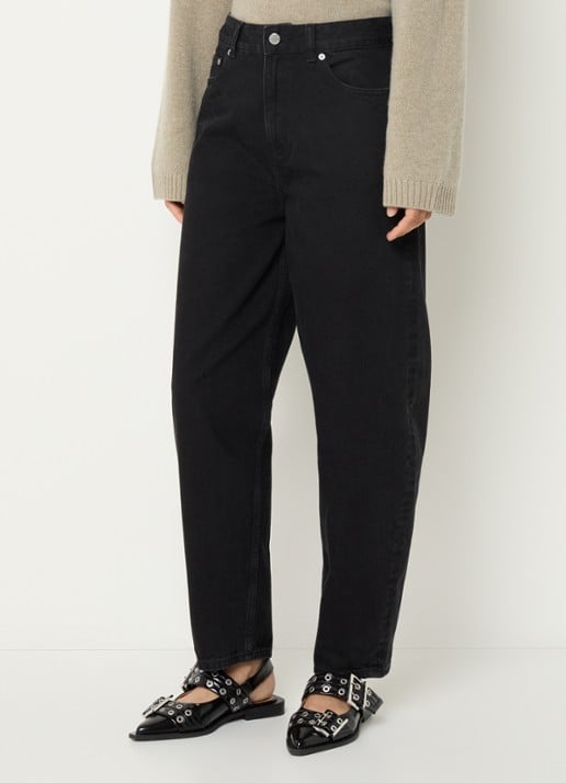 Ganni High waist loose fit jeans met steekzakken - detail 2 zwart