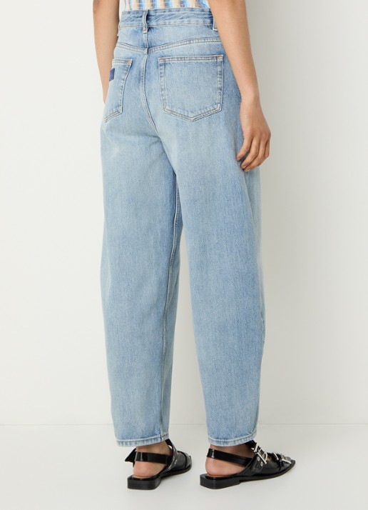 Ganni High waist loose fit jeans met steekzakken - achterkant indigo