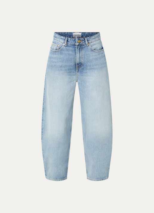 Ganni High waist loose fit jeans met steekzakken - voorkant 2 indigo