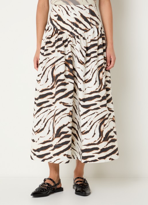 Ganni High waist midi rok met print