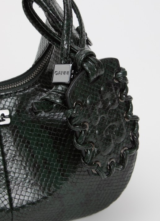 Ganni Hobo Mini handtas met afneembare schouderriem - detail 4 donkergroen