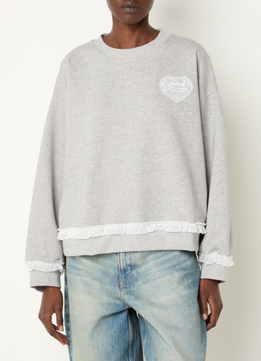 Ganni Isoli sweater met logo en details van kant