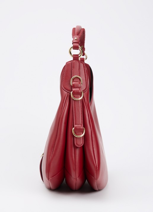 Ganni Kat Small schoudertas van leer met logo - detail 3 rood