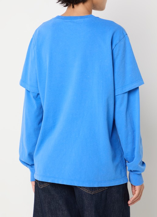Ganni Longsleeve met logoprint en verwassen afwerking - achterkant 4 blauw
