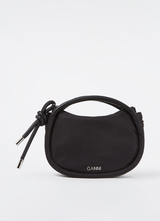 Ganni Mini Knot handtas met leren details  - voorkant zwart