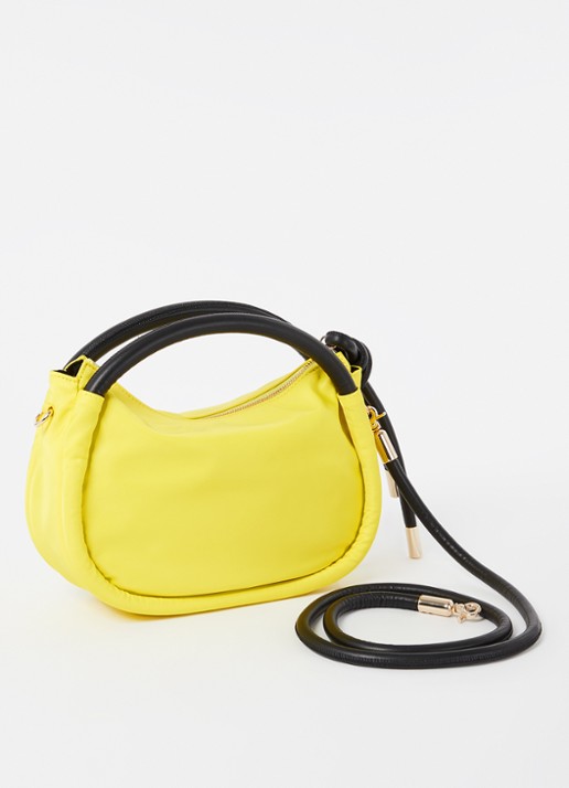 Ganni Mini Knot handtas met leren details  - achterkant 2 geel