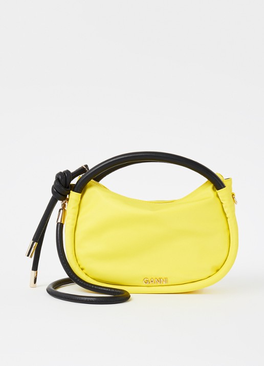 Ganni Mini Knot handtas met leren details  - voorkant geel