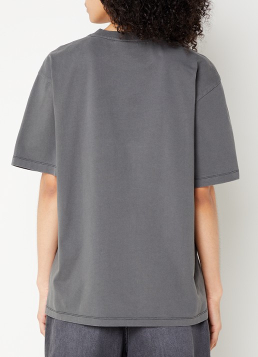 Ganni Oversized T-shirt in  katoenblend met logoprint - achterkant 2 antraciet