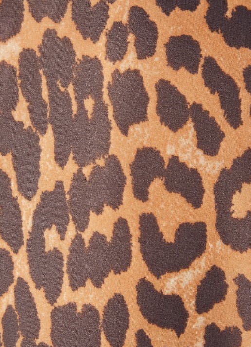 Ganni Semi-transparante mini tuniekjurk met volant en panterprint - detail 5 camel