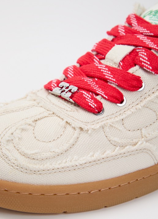 Ganni Sneaker van canvas met mesh details - detail 6 beige