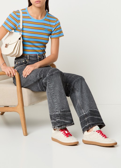 Ganni Sneaker van canvas met mesh details - voorkant 2 beige