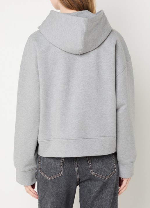 Ganni Sweatvest met logoborduring en capuchon - achterkant grijs