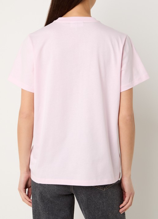 Ganni T-shirt met logoprint - achterkant 4 lichtroze