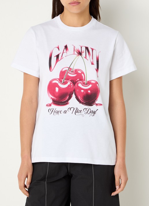 Ganni T-shirt van  katoen met logoprint