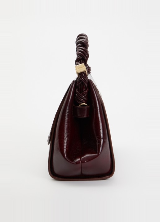 Ganni Very Bou schoudertas met glanzende finish en afneembare schouderriem - detail 3 aubergine
