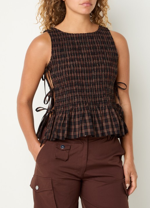 Ganni Yarn top met ruitdessin