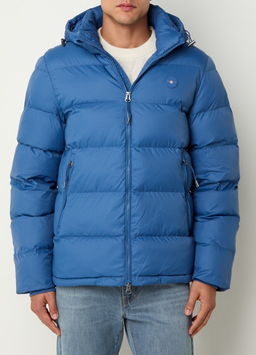 Gant Active Cloud puffer jack met afneembare capuchon en ritszakken - detail 4 blauw