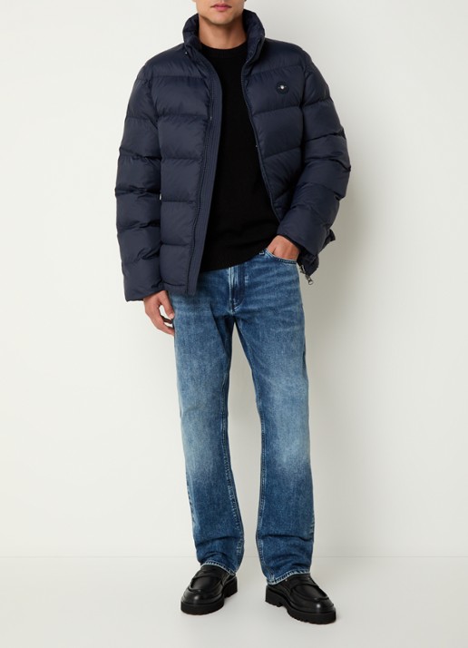 Gant Active Cloud puffer jack met afneembare capuchon en ritszakken - voorkant 3 donkerblauw