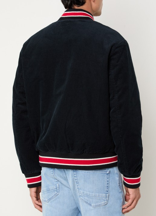 Gant Baseball jack van corduroy met logoborduring - achterkant donkerblauw