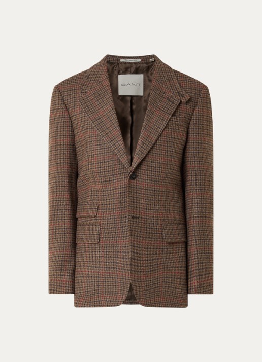 Gant Blazer met pied-de-poule dessin - voorkant 3 bruin
