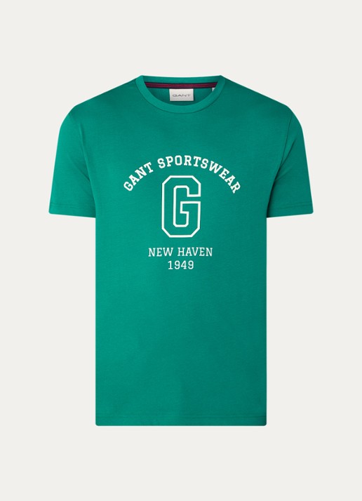 Gant College G T-shirt met logoprint - voorkant donkergroen