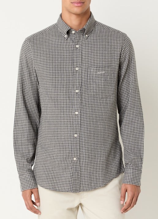 Gant Comfort fit overhemd met ruitdessin - detail 4 olijfgroen