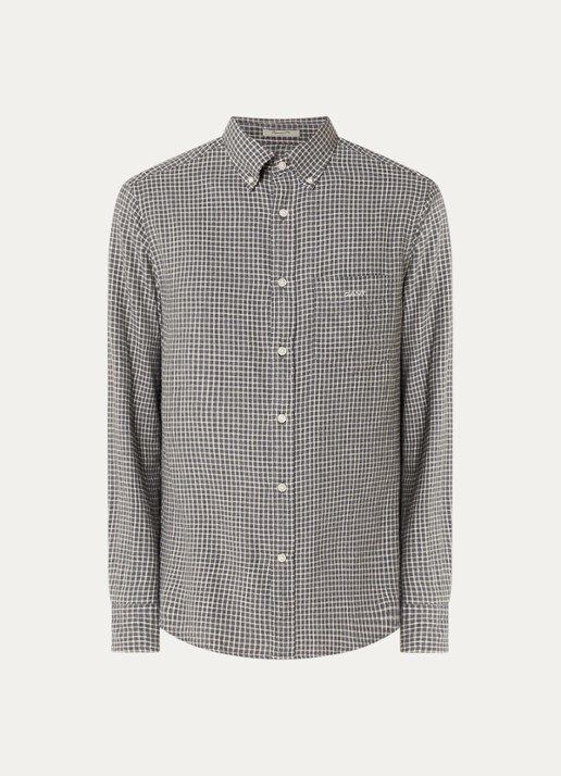 Gant Comfort fit overhemd met ruitdessin - voorkant 2 olijfgroen