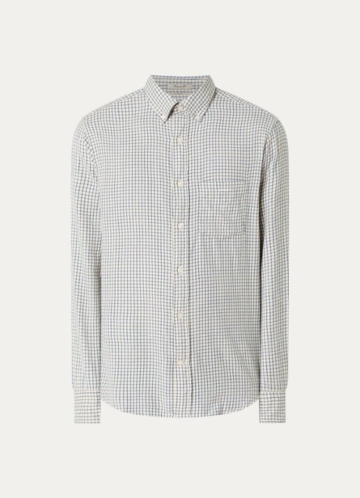 Gant Comfort fit overhemd met ruitdessin - voorkant 2 blauwgrijs