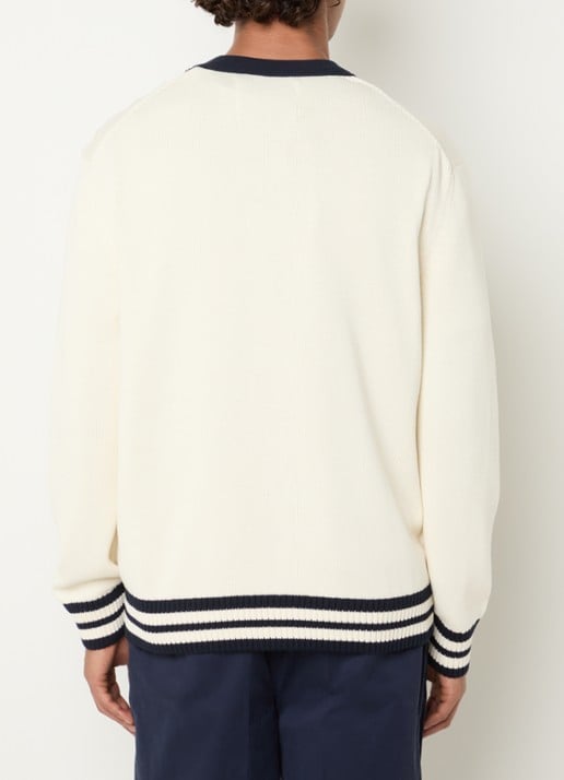 Gant Fijngebreid vest met logoborduring - achterkant creme