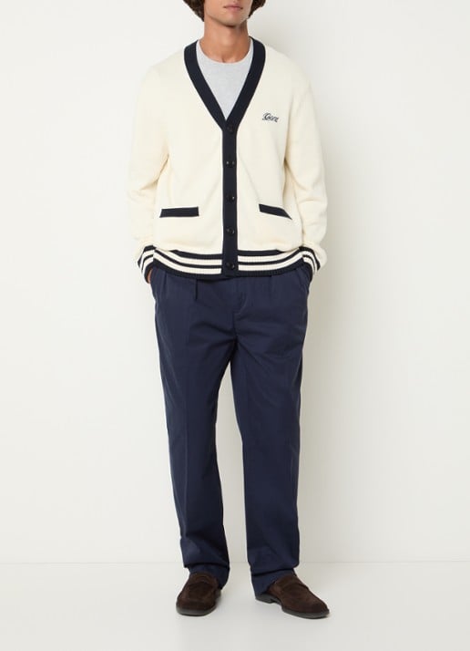 Gant Fijngebreid vest met logoborduring - voorkant 4 creme