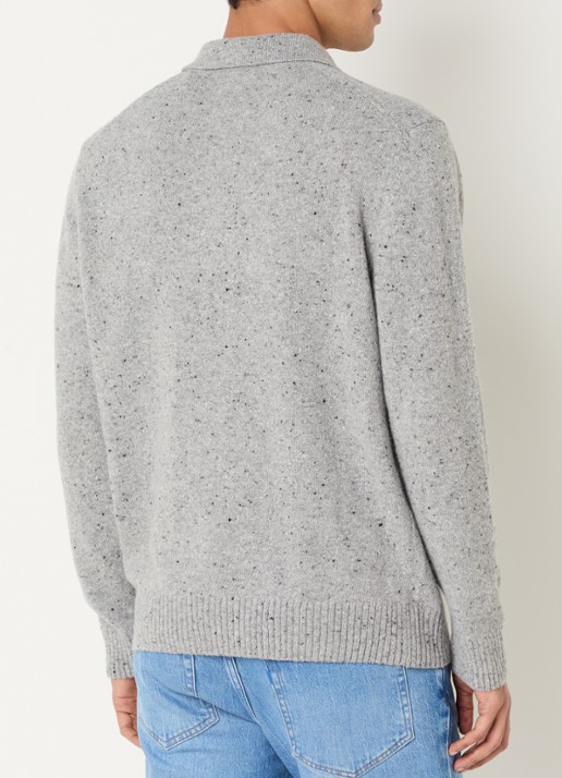 Gant Fijngebreide pullover in wolblend met polokraag - achterkant 2 grijsmele