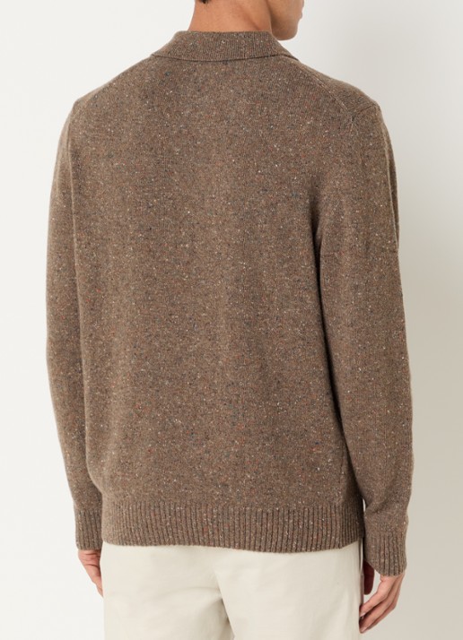 Gant Fijngebreide pullover in wolblend met polokraag - achterkant 2 hazelnootbruin