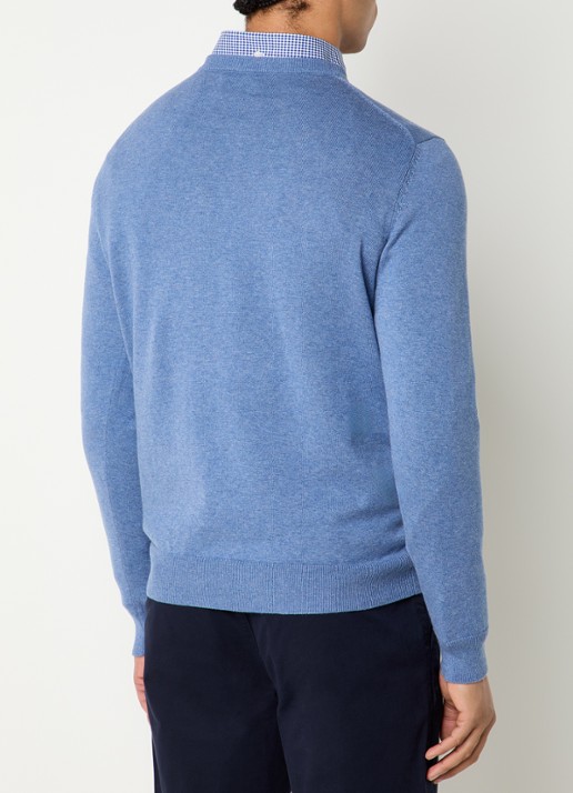 Gant Fijngebreide pullover met logo - achterkant 3 blauw